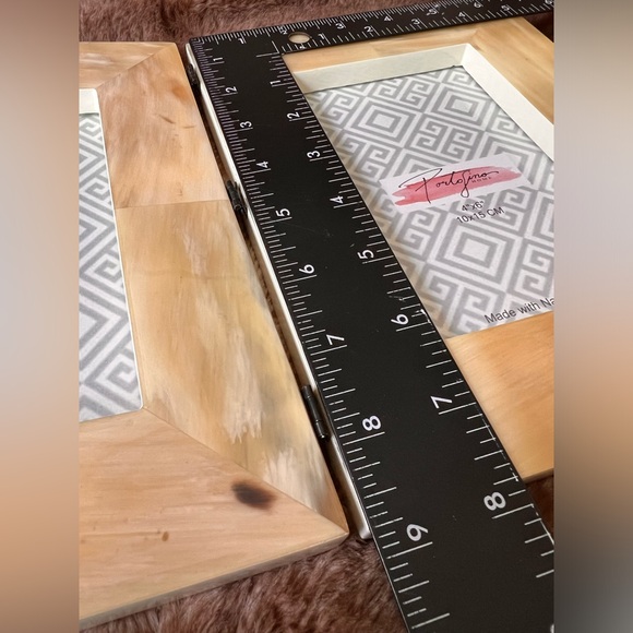 Natural Horn Hinged 4x6 Picture Dual Frame Home Table Decor Ivory Tan - Picture 15 of 17